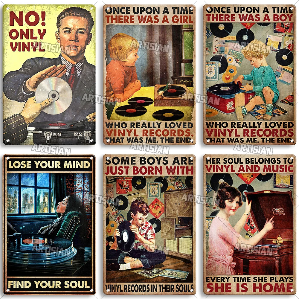 ARTISIAN Classic Vinyl Records Wall Plate Vintage Music Metal Tin Sign Wall Art Metal Poster Man Cave Cafe Club Industrial Decor