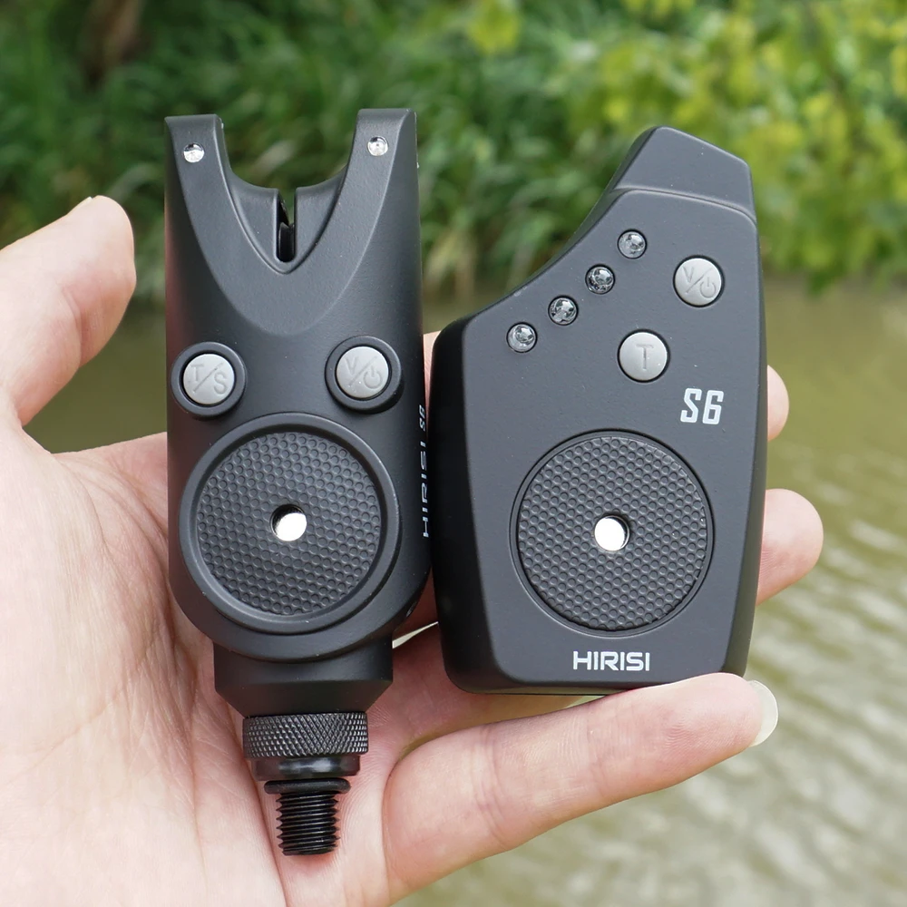 Hirisi S6 Carp Fishing Alarm Set  Waterproof 4-Color LED Indicator Adjustable Volume/Tone/Sensitivity with Storage Case