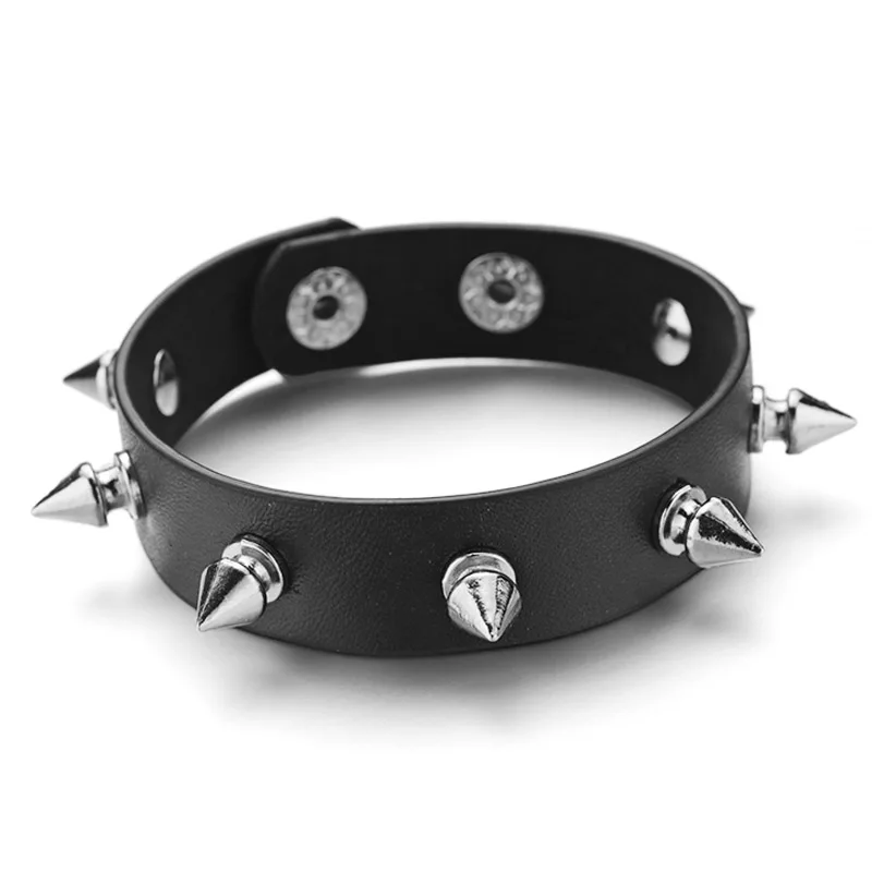 Unique Pointed Bracelet One-row Spike Rivet Punk Gothic Rock Unisex Bracelets & Bangles Fashion Jewelry Cuff Wristband S415