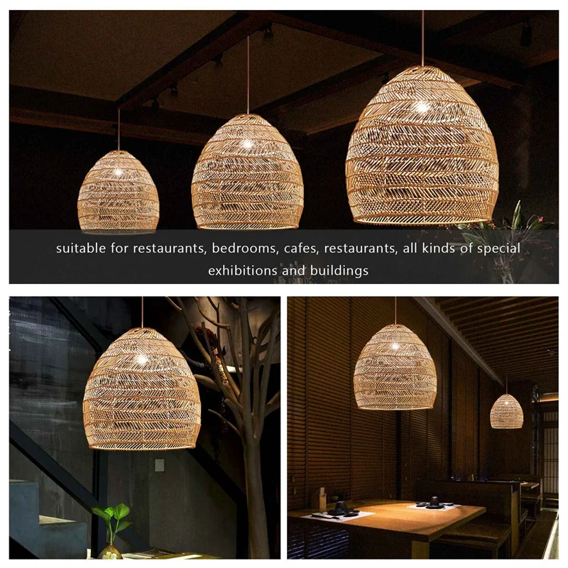 Rattan Lamp Pendant Light Vintage Hanging Lamp Shades E27 Living Room Dining Room Home Decor Cafe Restaurant Hanglamp