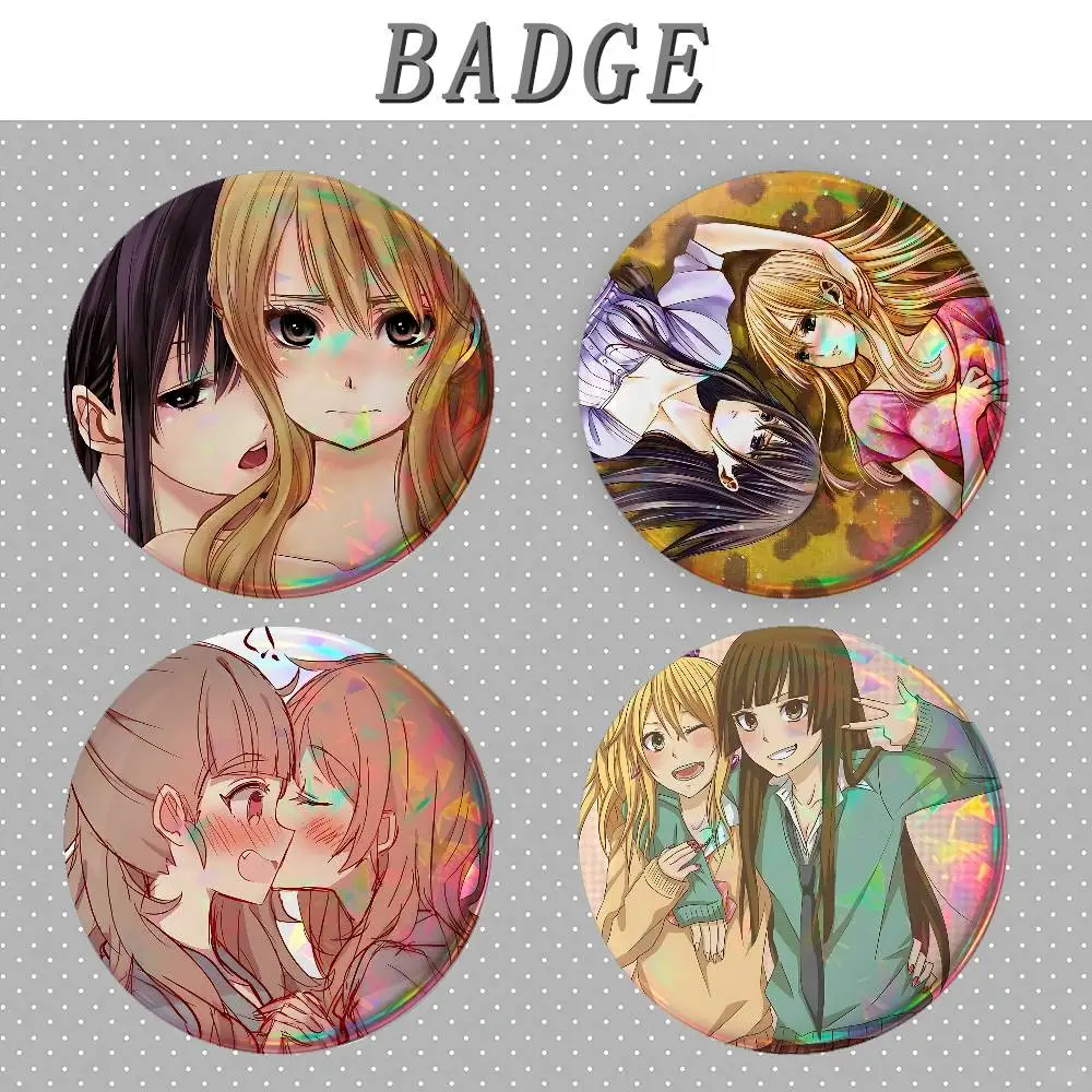 Lesbian Citrus Yuzu Aihara Mei Badges Tinplate Soft Button Pin Brooch Metal Badge Custom Jewelry Accessories Hat Bag Lapel