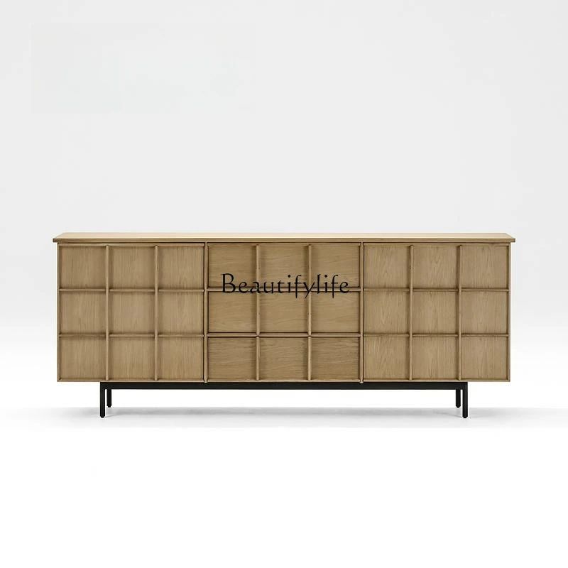 

Modern Light Luxury Oak Color Sideboard Cabinet Antique Style Minimalist Solid Wood Storage Cabinet