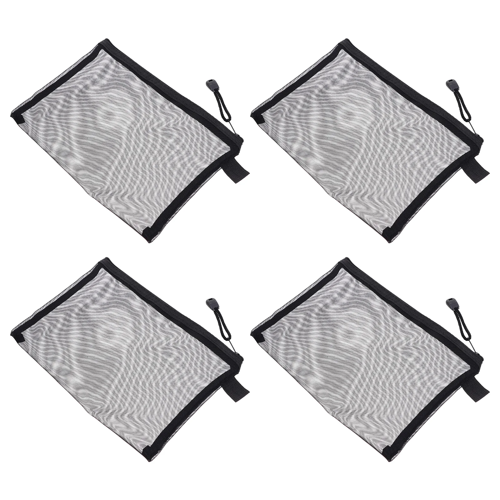 10 قطع من أكياس شبكية من النايلون الأسود مقاس A5 مع سحاب لمستحضرات التجميل ومقلمة العملات المعدنية ومنظم السفر يوميًا