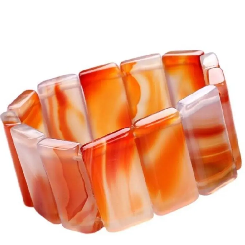 Exquisite high-ice orange agate hand row, unisex daily jewelry