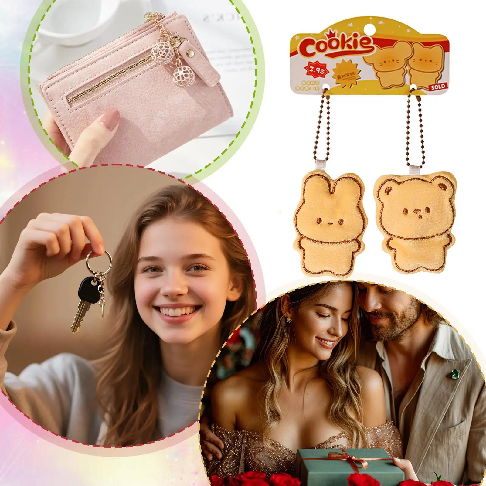 Breloque de sac en peluche, 2 pièces, décoration de clé de voiture, pendentif de sac Portable pour enfants, adolescents, adultes, sacs à dos, portefeuilles