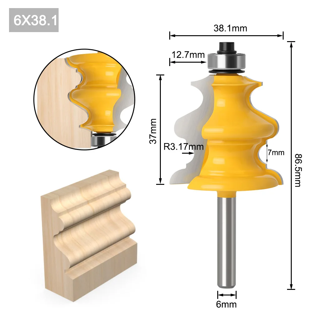 1 buah 6mm 1/4Shank Router cetakan arsitektur Bit pisau garis pekerjaan kayu pemotong Tenon untuk alat pertukangan