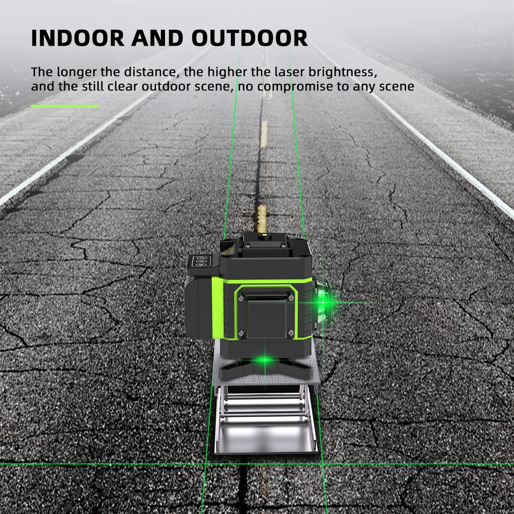 HILDA Laser Level 12 Lines 3D Level Self-Leveling 360 Horizontal And Vertical Cross Super Powerful Green Laser Level