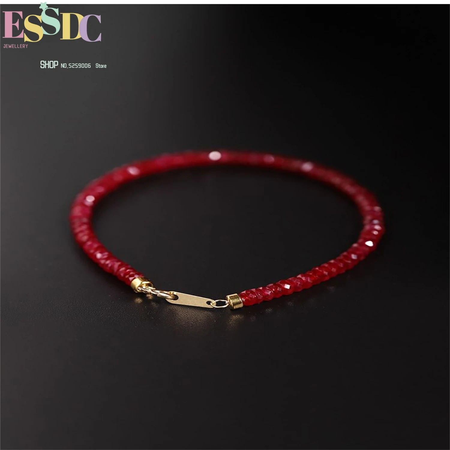 Pulsera de rubí rojo para mujer, piedras preciosas facetadas con sangre de Paloma, cuentas rellenas de oro, cordón ajustable hecho a mano, regalo de joyería, moda Elega