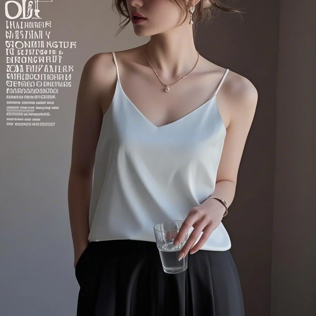 2026 Spaghetti Strap Top Women Halter V Neck Basic White Cami Sleeveless Satin Silk Tank Tops Women's Summer Camisole Crop Top