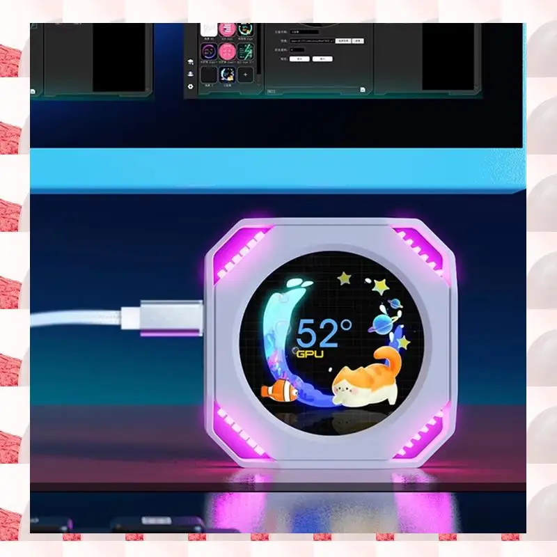 ABGN Dr21 Visual 2.1-Inch USB DIY Computer Monitoring Dynamic Type C Secondary Display Screen Editable Water-Cooled Screen White