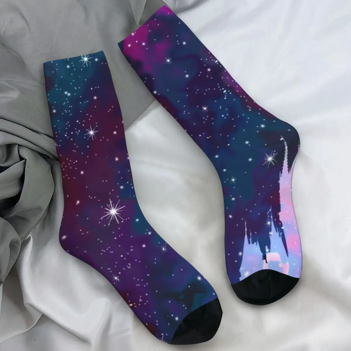 

Носки унисекс, волшебный замок, силуэт, космические звезды, чулки, осенние модные удобные носки, противоскользящие носки с графическим рисунком