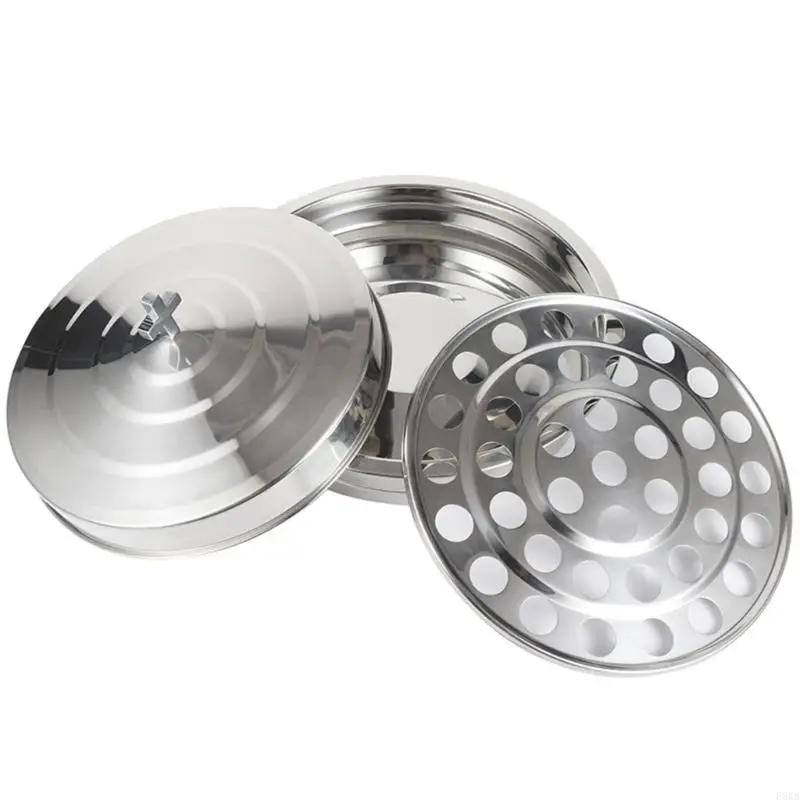   39 Hole Stainless Steel Communion Bread Serving Tray for Church Ceremonies Includes Lid and Smooth Front
