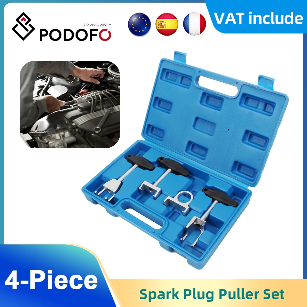 Podofo 4Pcs lgnition Coil Removal Portable T Shaped Heavy Duty Install Repair Tool Durable Kits Spark Plug Puller For Mechanics