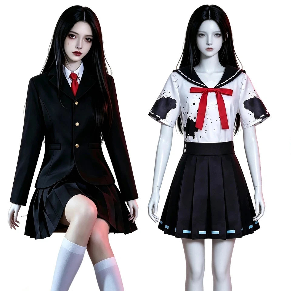 Disfraz de Cosplay de Halloween para Mujer, Disfraz de Bruja Tomie Kawakami, Uniforme Escolar, Blazer, Traje de Marinero, Cosplay de Anime
