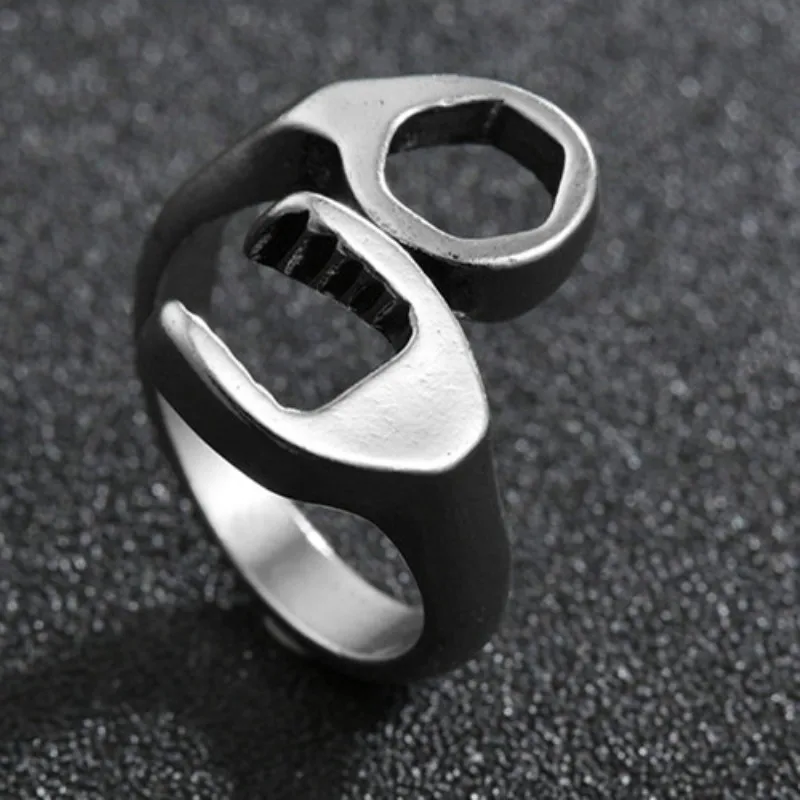 Fashion Men Ring Wrench Tools Shape Retro Biker Punk Men's Open Rings Male Jewelry Dropshipping