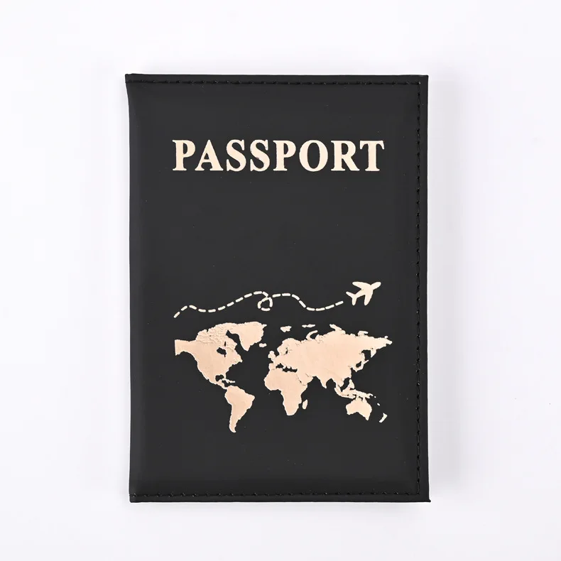 Soporte para pasaporte de PU, patrón de mapa, funda protectora para pasaporte de viaje, identificación, tarjetero de crédito, accesorios de viaje