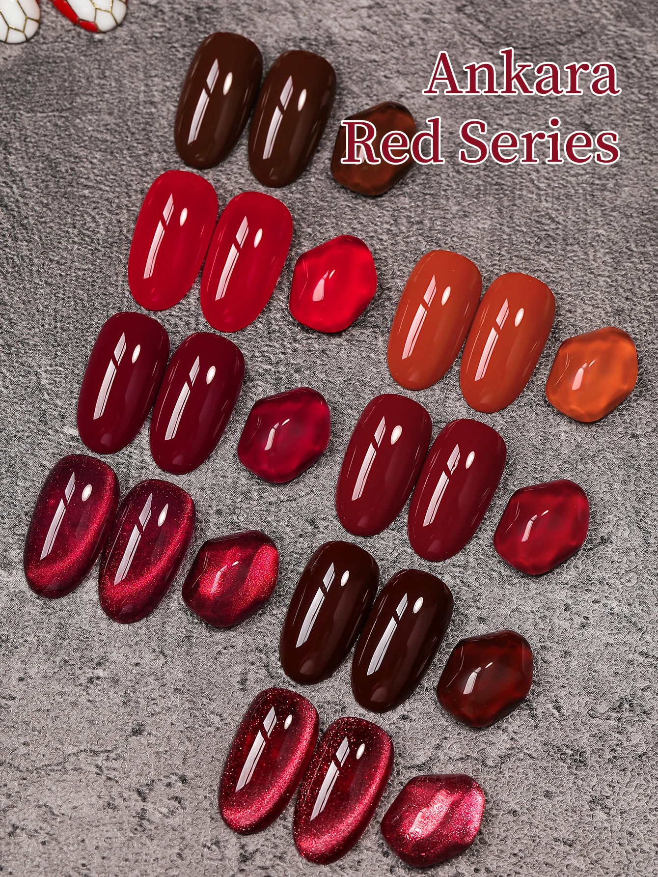 XEIJAYI 15 ml 8-teiliges Gel-Nagellack-Set aus der Ankara-Rot-Serie, UV-LED-Eintauchen-Nagellack, Feiertags-DIY-Nagellack-Design – Detail 8