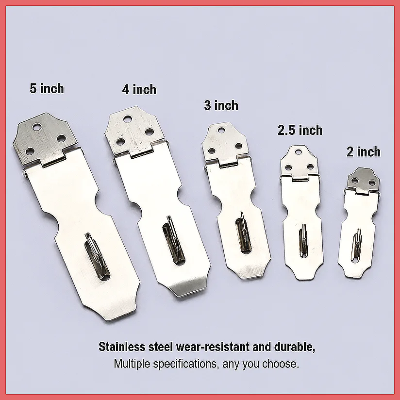 304 Stainless Steel Padlock Hasp Staple, Heavy Duty Door Lock Latch for Cabinet Gate, Vintage Antique Clasp with Screws