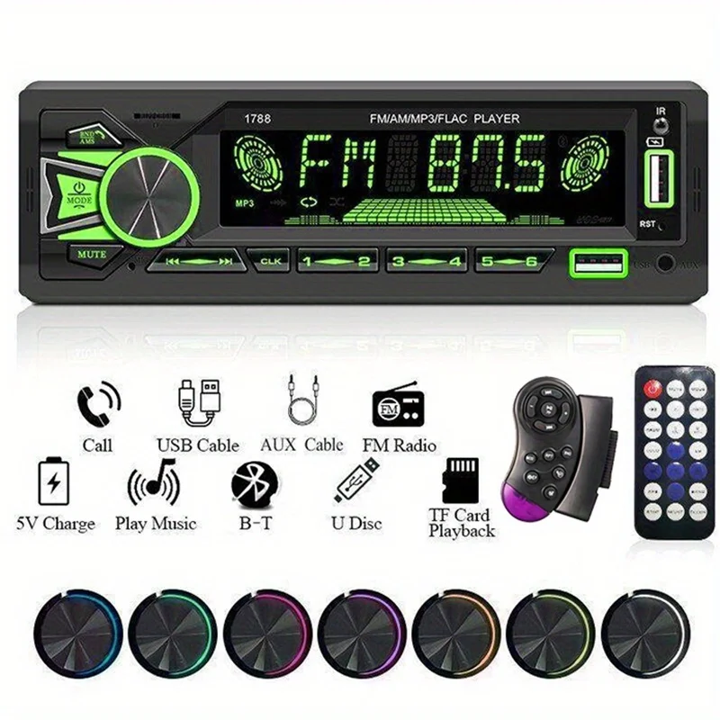 

1pc Srereo1din Wireless MP3 Player 60Wx4 FM Receiver with Remote and Steering Wheel Control AUX/USB/TF Card In Dash Kit