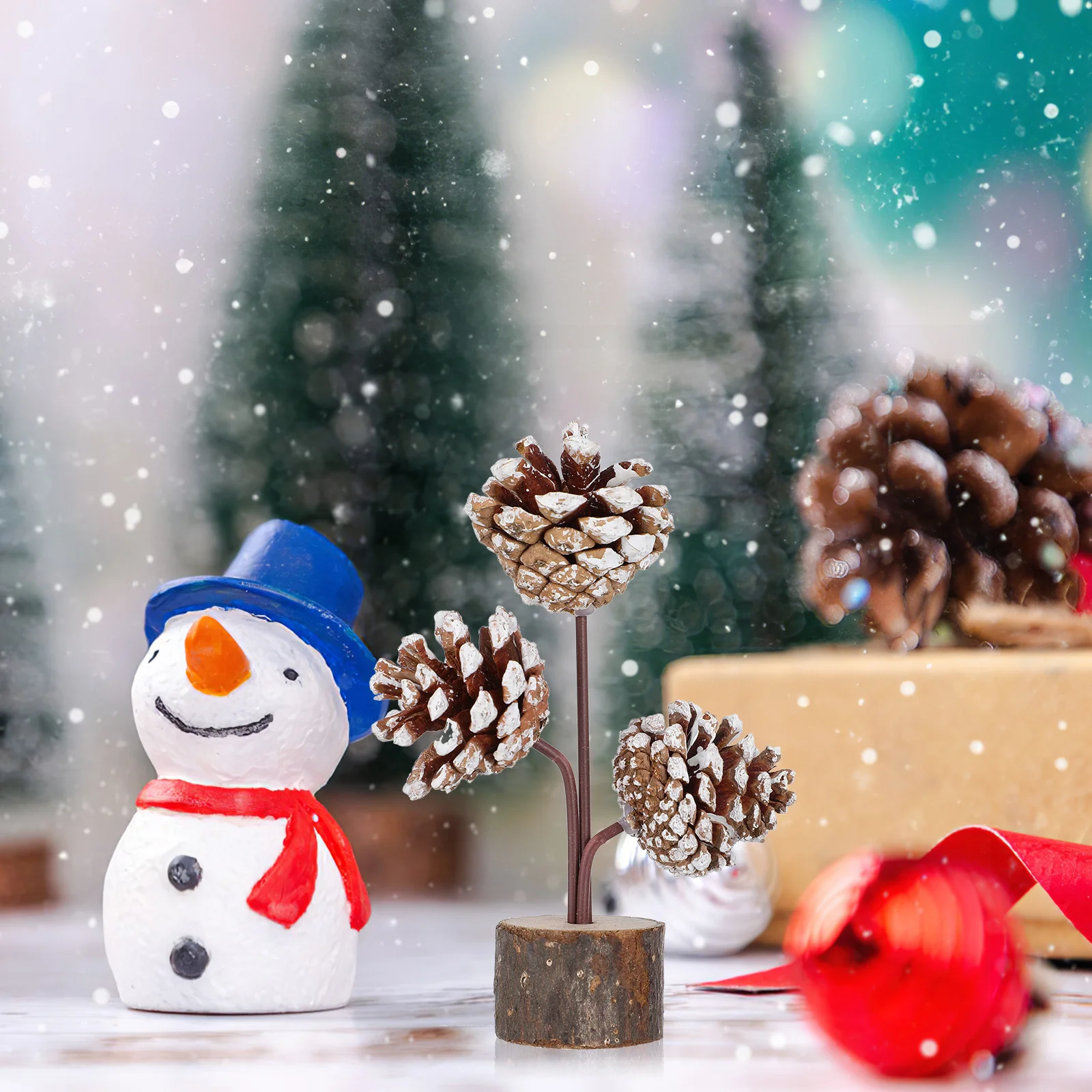 

3 pcs Pine Cones For Table Decor Rustic Farmhouse Fall Centerpiece, Artificial Pine Cone Ornament For Living Room, Entryway,