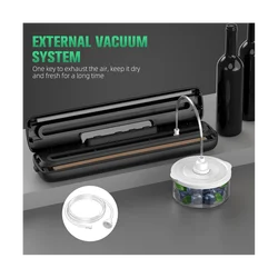 Vacuum Machine Food Vacuum Automatic Air Sealing System For Food Storage Dry and Wet with Seal Bags Kit Black,EU Plug