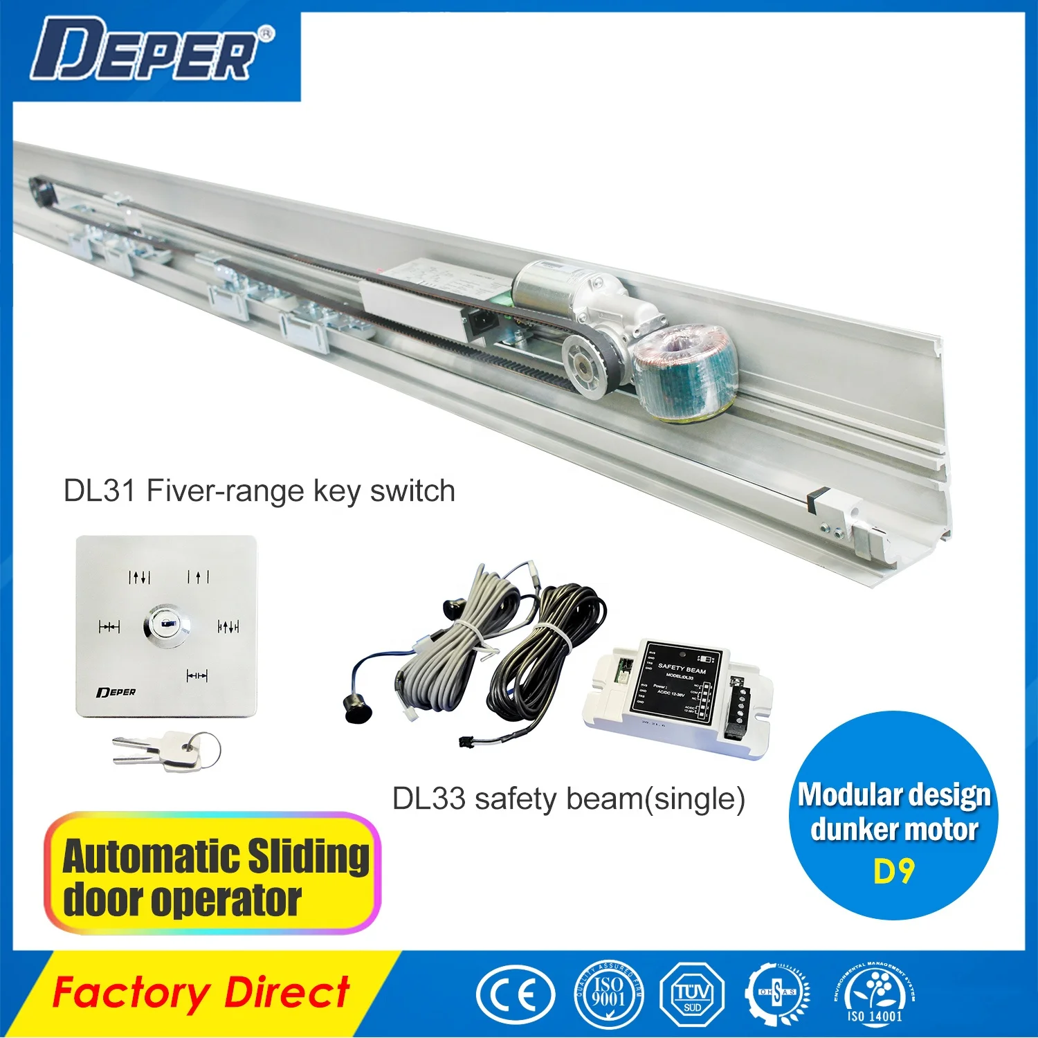 D9 aluminum profile automatic door sliding motor system operators