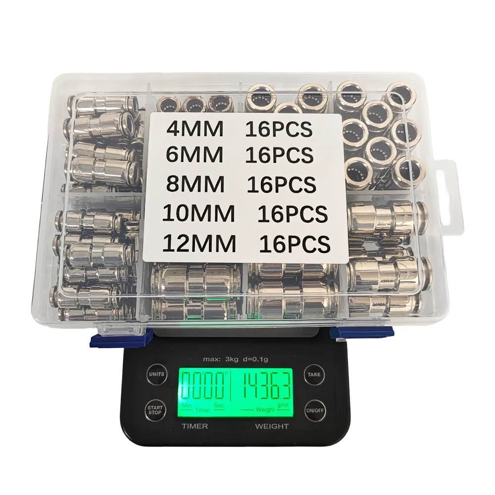 80Pcs Stainless Steel Pneumatic Quick Coupling Straight Push-in Fitting  for 4mm to 12mm Polyurethane Air Hose - view 6