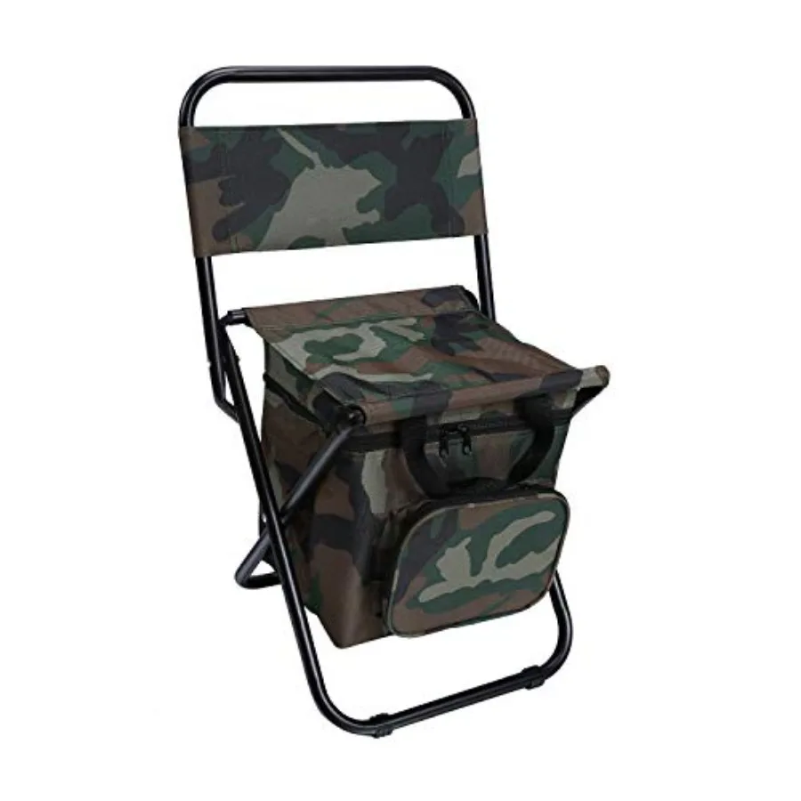 

Fishing Chair with Cooler Bag Compact Fishing Stool Foldable Small Hunting Chair 12.2" Seat Depth, 12.6" Seat Width