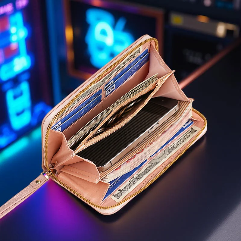 محفظة ميني طويلة مع حزام معصم، فتحات للبطاقات، سحاب للإغلاق، جيب للعملات المعدنية، هدية مثالية للمكتب والسفر والتسوق في الهواء الطلق
