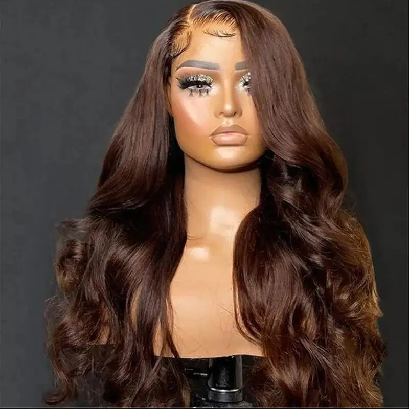 

Soft 5x5 Silk Base Body Wave 28inch Dark Brown Jewish Human Hair Wig Baby Hair HD Lace European Hair Preplucked Glueless Daily