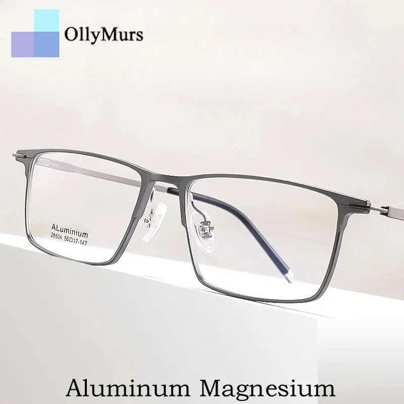

OLLYMURS Сверхлегкая модная гибкая алюминиево-магниевая ретро-квадратная оптическая оправа для очков с большим лицом, мужская оправа для очков 28534S