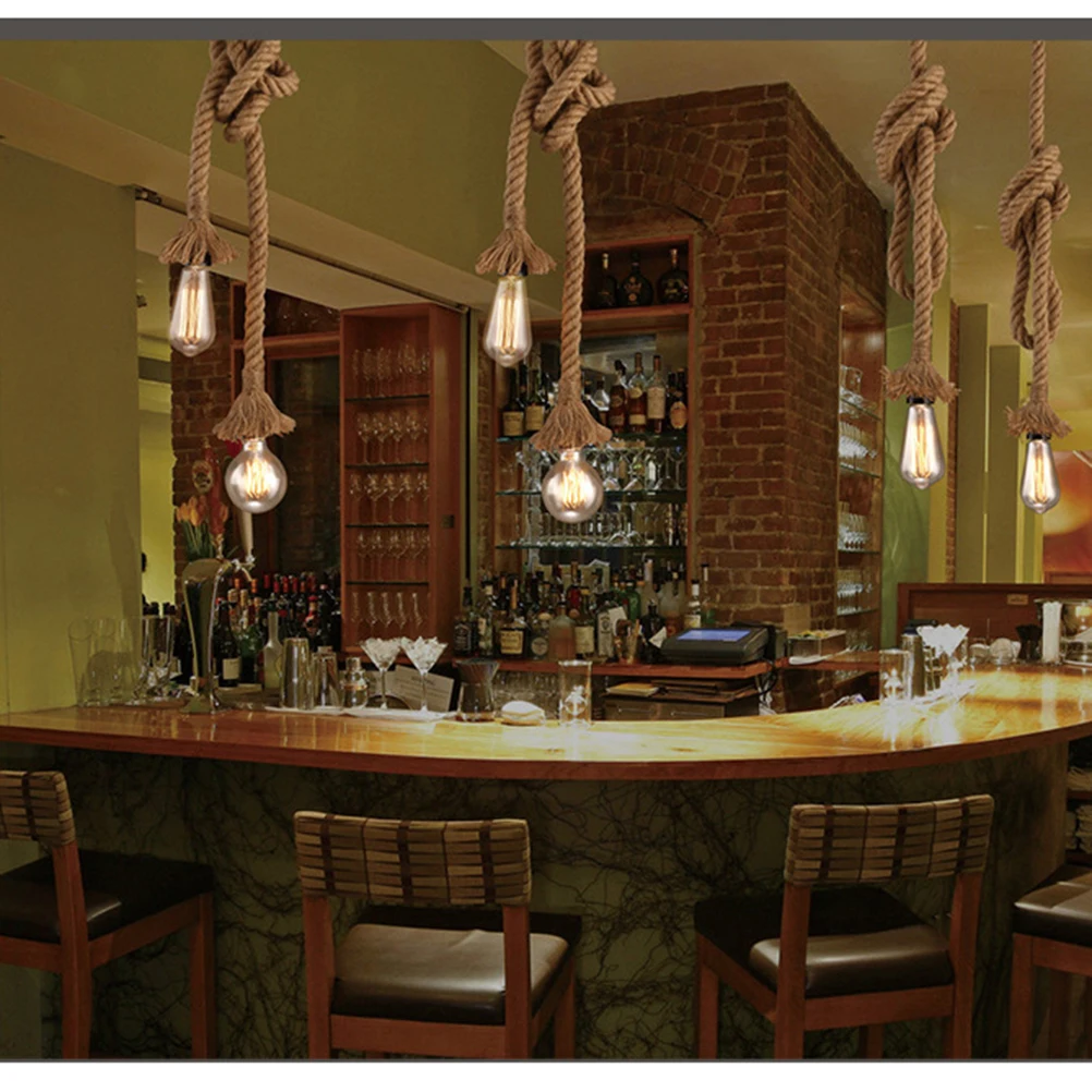

Rope Chandelier Rustic Hanging Lights Lamp Hemp Industrial Style Pendant Decorative
