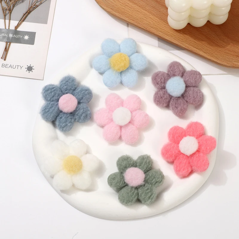 55MM 20PCS Plush Fabric Five Petal Flower Accessories Plush DIY Handmade Small Flower Shoe Flower Clothing Materials