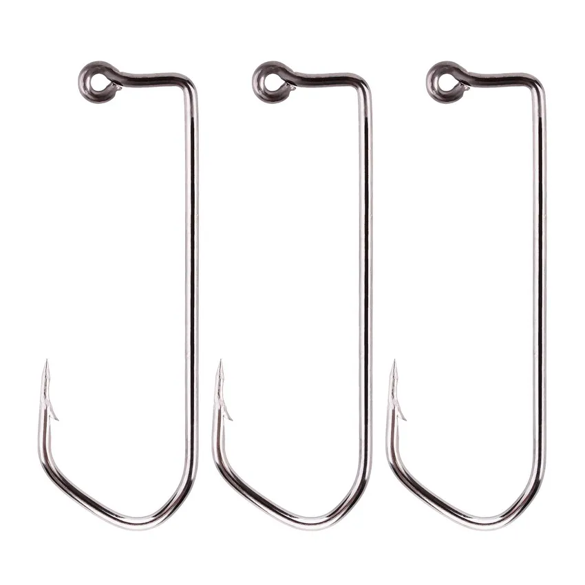 100PCS 7150 Jig Fishing Hooks Barbed Black Hook High Carbon Steel Pesca Barbarian 90 Degree Fishhook Size 6/0# to 1# Hook