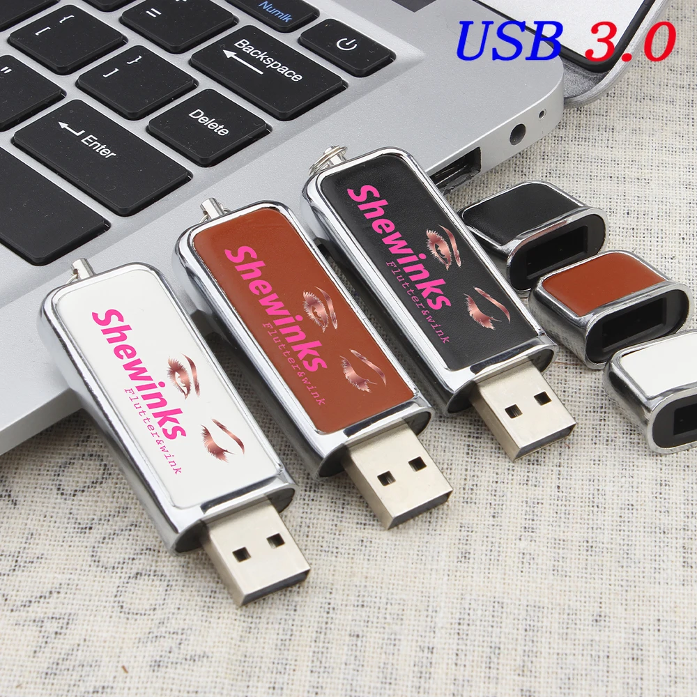 JASTER Высокоскоростной кожаный флэш-накопитель 128 ГБ Белый USB 3.0 64 ГБ Бесплатный индивидуальный логотип 32 ГБ 16 ГБ 8 ГБ Память Свадебные подарки