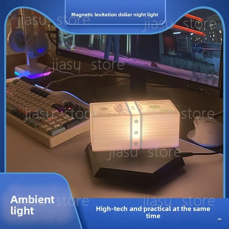Magnetic Levitation Dollar Night Light, Cool Tech Ambient Desktop Game‑Theme Ornament