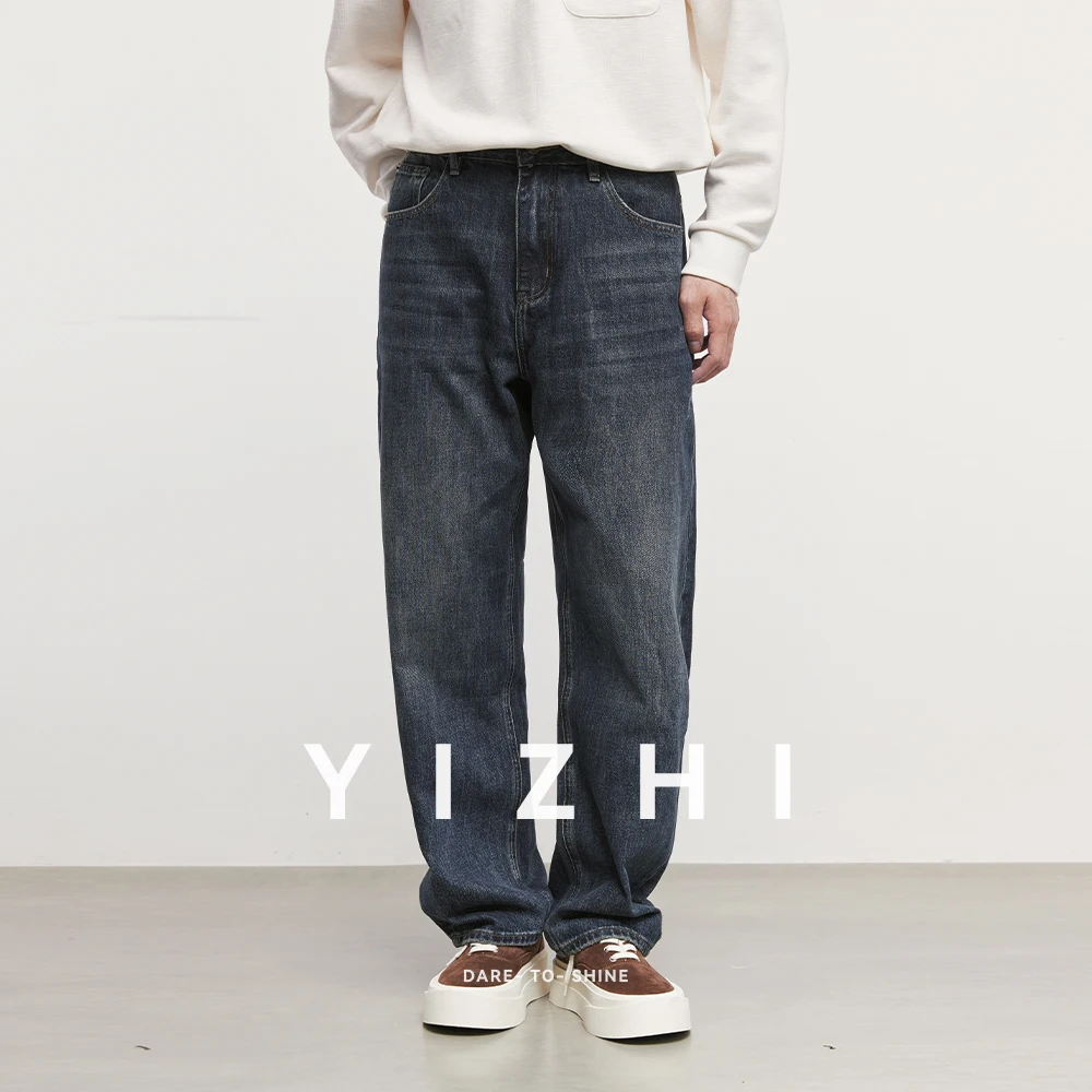 

Модные мужские джинсы в стиле ретро в американском стиле, осень 2023, новые модные простые мужские прямые джинсы с камнями