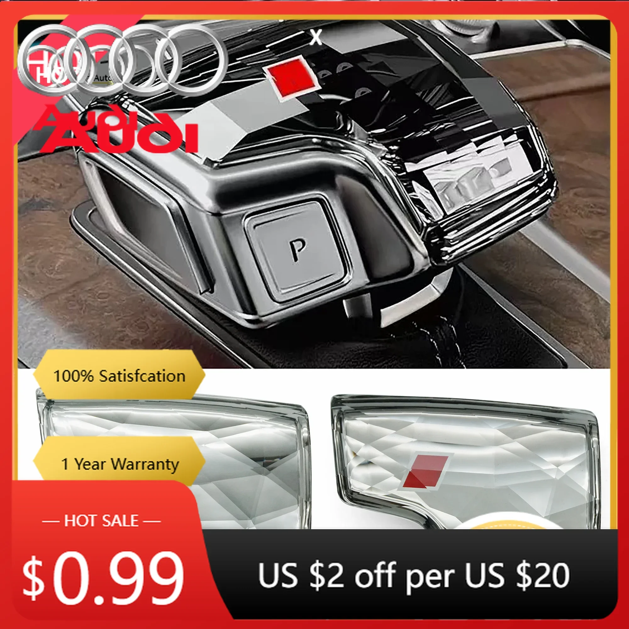 

2026 New Car Sticker For Audi For Audi A4B9/A6C8 aircraft crystal gear lever cover shift handball upper cover
