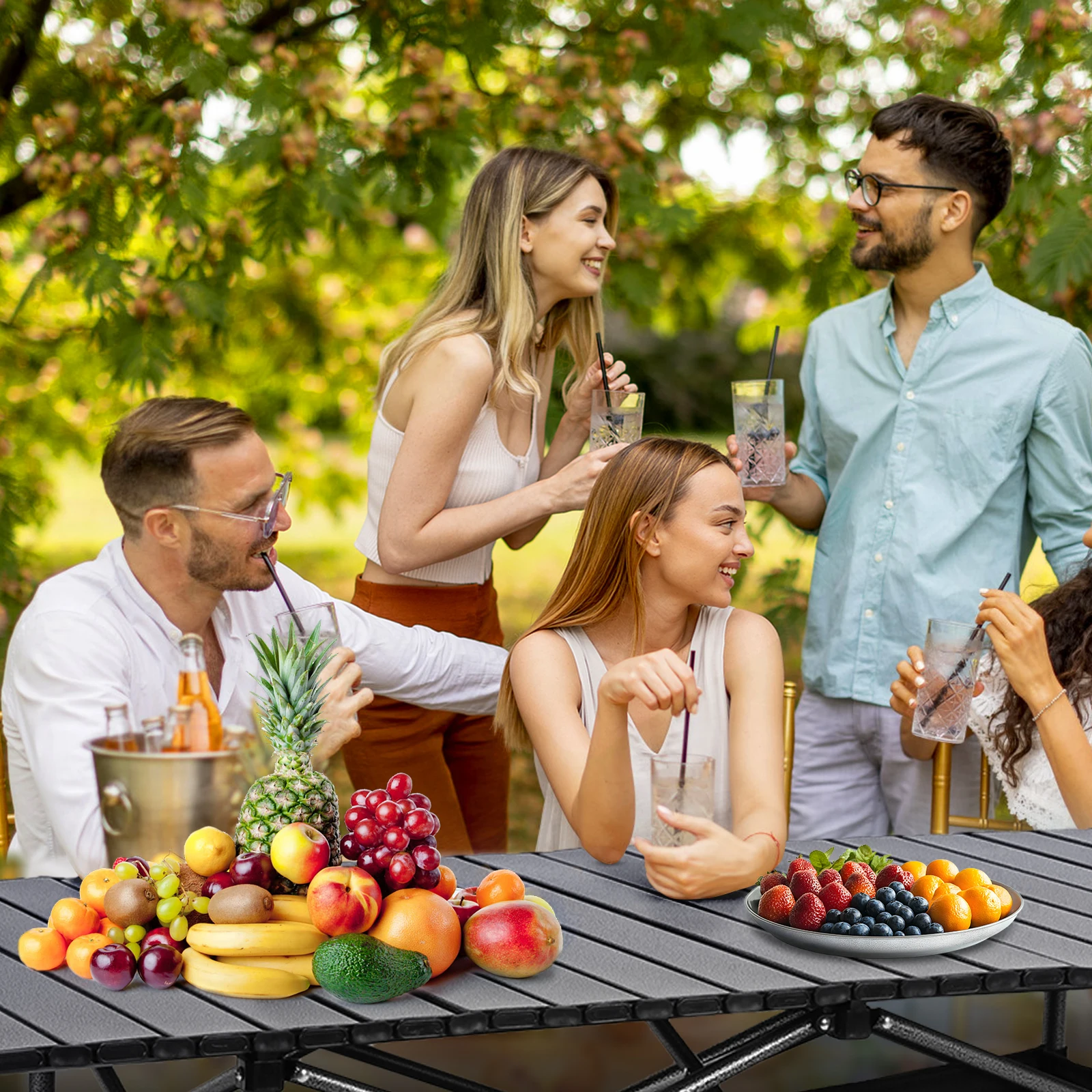 طاولة قابلة للطي للاستخدام الخارجي، طاولة رفع للتخييم خفيفة الوزن، طاولة مستطيلة قابلة للتعديل للنزهة والتخييم ورحلة الشاطئ والشواء #5