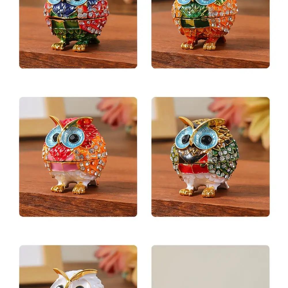Metal Owl Jewelry Organizer Exquisite Desktop Storage Case Luxury Trinket Container For Rings Earrings Gift Display