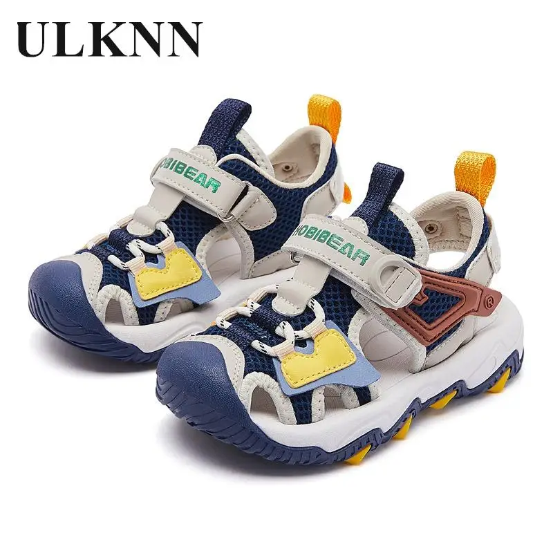 

Boy's Sandals Children Beach Sandals Summer New Private Girl's Baotou Leisure Blue Beach Sandals Student's Sports Shoes