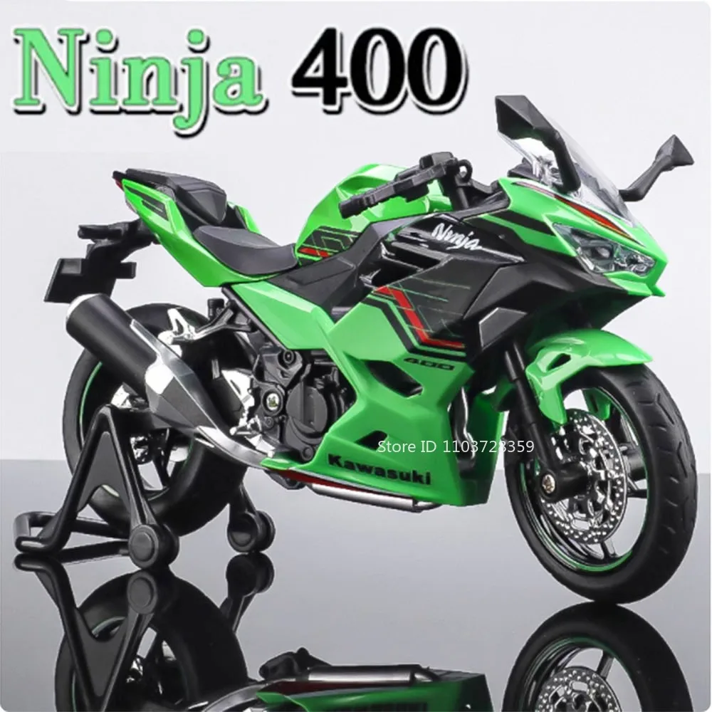 

1:12 Kawasaki Nijia 400 H2R Motorcycle Model Toys Alloy Diecast Sound Light Shock Absorption Front Wheel Steering for Kids Gifts