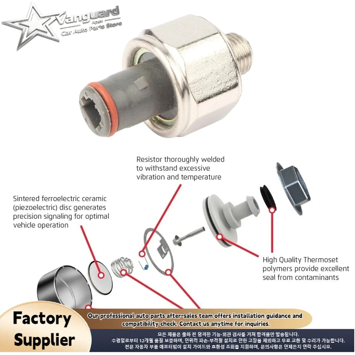 For Toyota/Lexus Knock Detonation Sensor 89615-20010 for 4Runner, Pickup, Celica, MR2, Supra, LS400 (1986-2002)