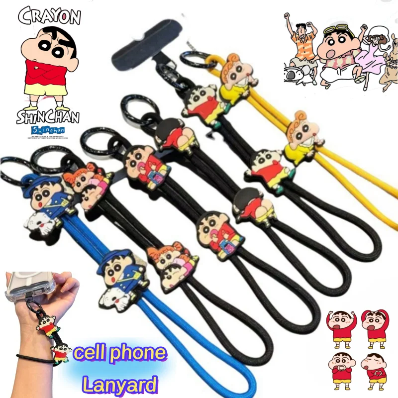 

New Crayon Shin-chan anime peripheral cartoon cute mobile phone lanyard convenient adjustable wrist chain for boys and girls