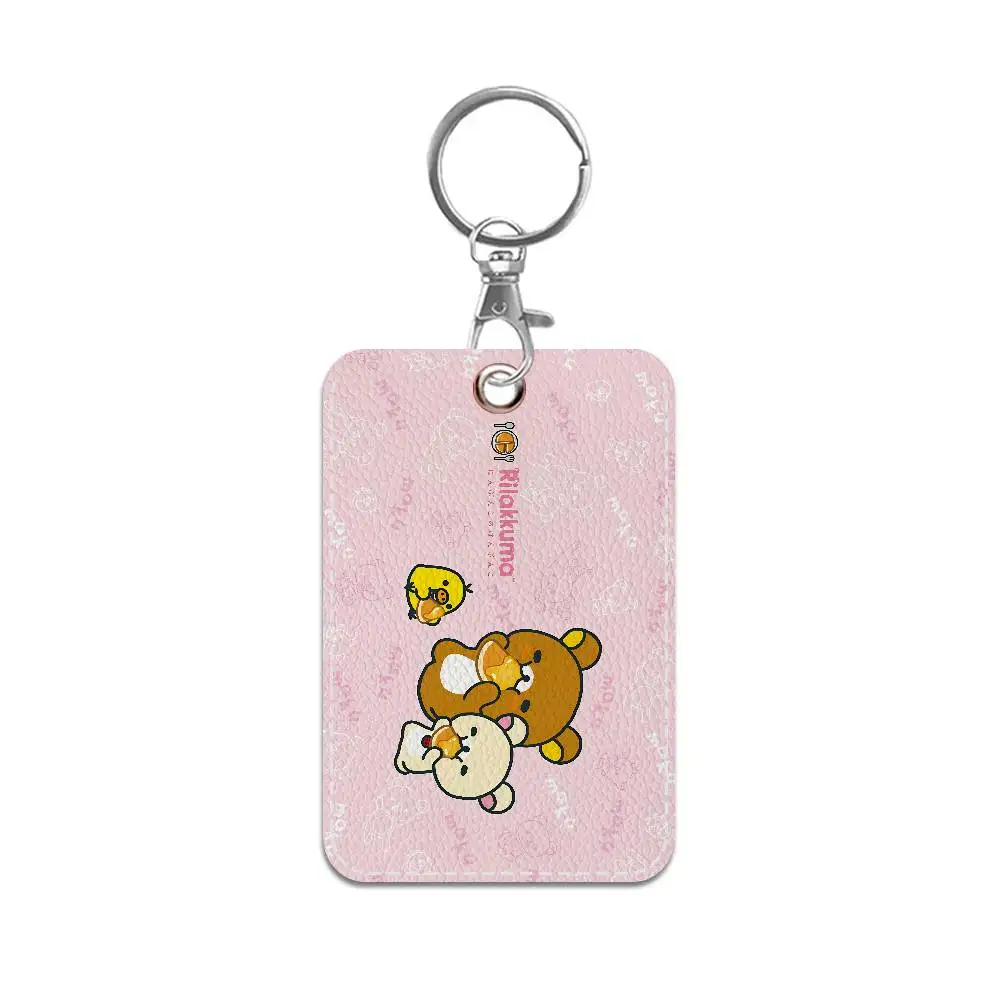 R-Rilakkuma Style PU Access Card Holder With Keychain - Executive Protection For Bank Card,Subway, Bus Card Case