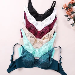 Womens Lace Bras Ultra-Thin Perspective Bralette Deep V Bra Sexy Brassiere Lingerie BH Tops Plus Size B C D E F Cup