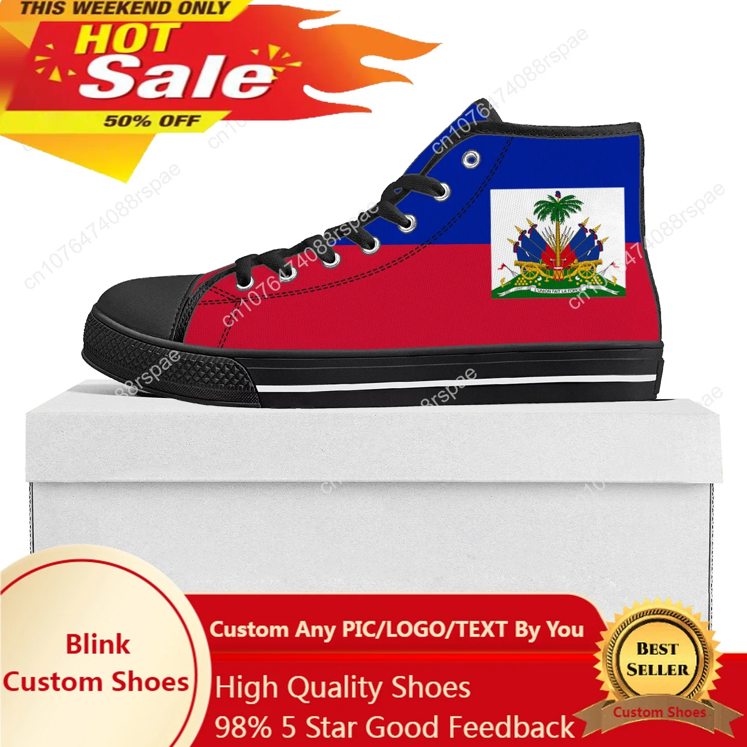 

Haitian Flag High Top High Quality Sneakers Mens Womens Teenager Canvas Sneaker Haiti Casual Couple Shoes Custom Shoe