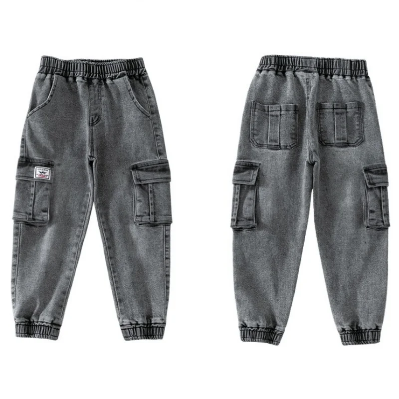 Boys Denim Pants Elastic Waist Trousers Spring Autumn Pocket Jeans Teenager Kids Boys Fashion Sports Casual Clothes 2-12 Years 4 Boys Denim Pants Elastic Waist Trousers Spring Autumn Pocket Jeans Teenager Kids Boys Fashion Sports Casual Clothes 2-12 Years 4