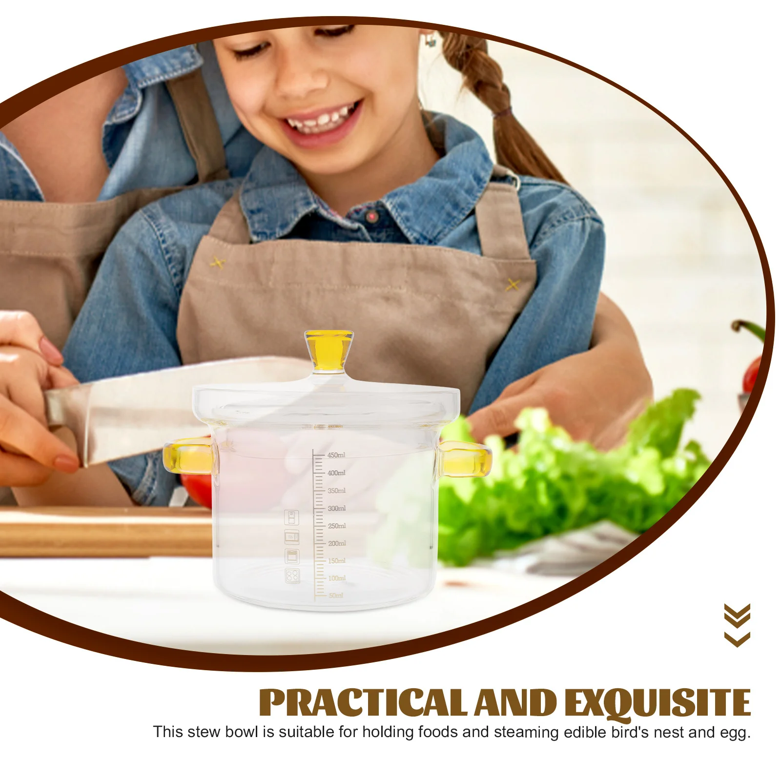 

Glass Stew Bowl Clear Cooking Pot Lid Suitable Steaming Edible Bird Nest Egg Stove Top Glass Cookware Kitchen Supplies