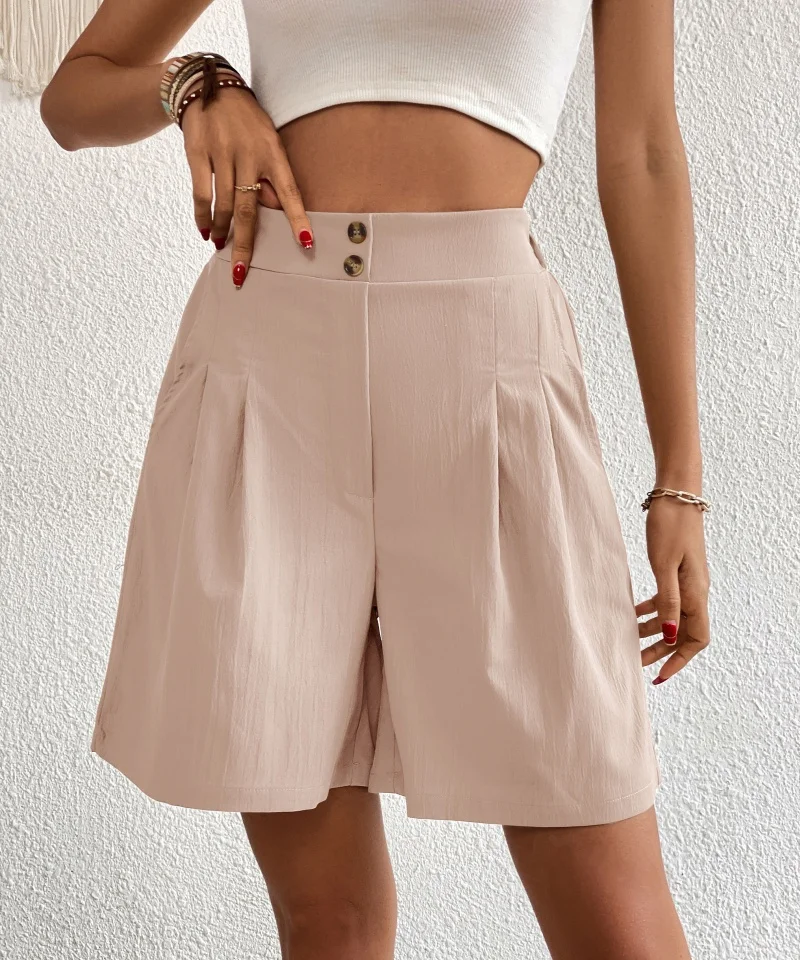 

2024 Summer New Women's Shorts Solid Color fashion Casual easiest for match loose High Waist Pants